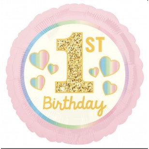 Pink & Gold Girl 1st Birthday Balloon Pink & Gold Girl 1st Birthday Balloon